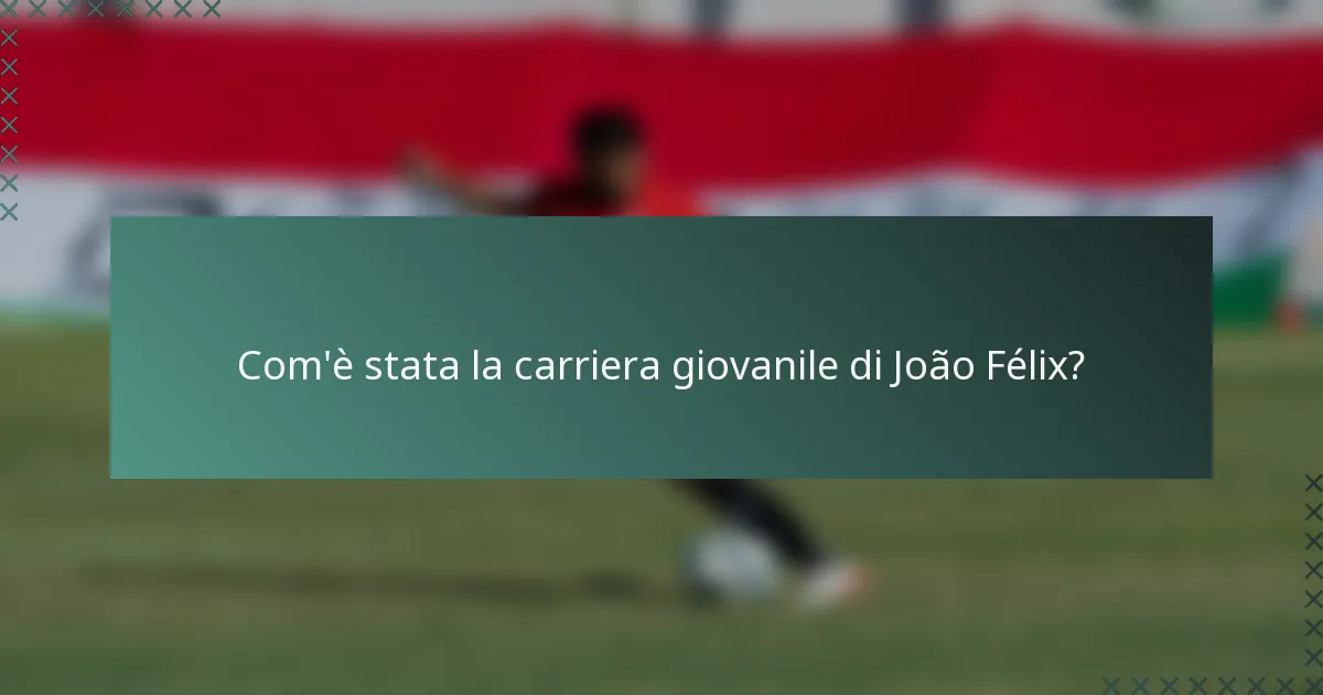 Com'è stata la carriera giovanile di João Félix?