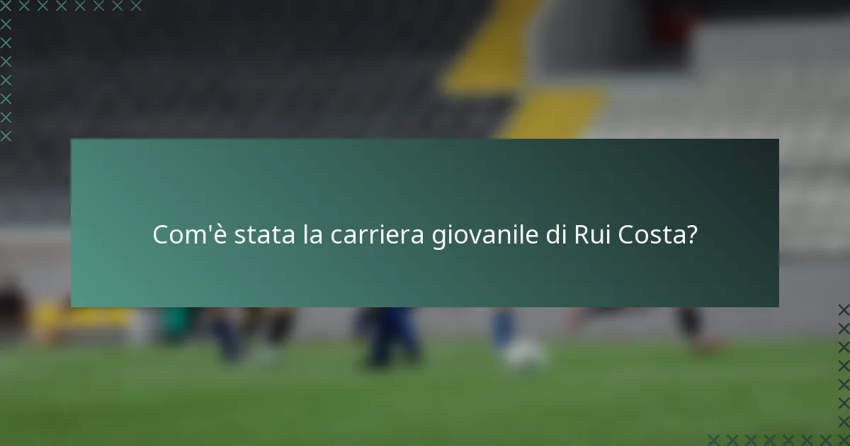 Com'è stata la carriera giovanile di Rui Costa?