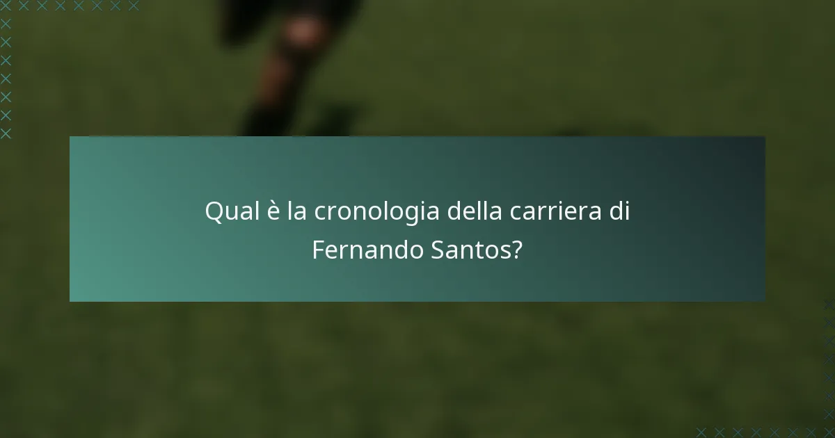Qual è la cronologia della carriera di Fernando Santos?